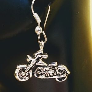 Silver Solo Motorcycle Earrings